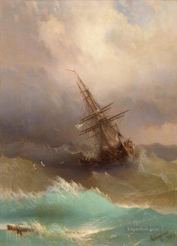  tormentoso Pintura - Barco en el mar tormentoso 1887 Romántico Ivan Aivazovsky ruso